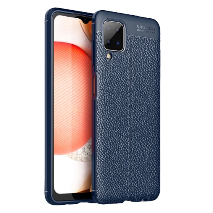 Husa Premium Antisoc model tip Piele AutoFocus, compatibila cu Samsung Galaxy A12 / M12, Albastra