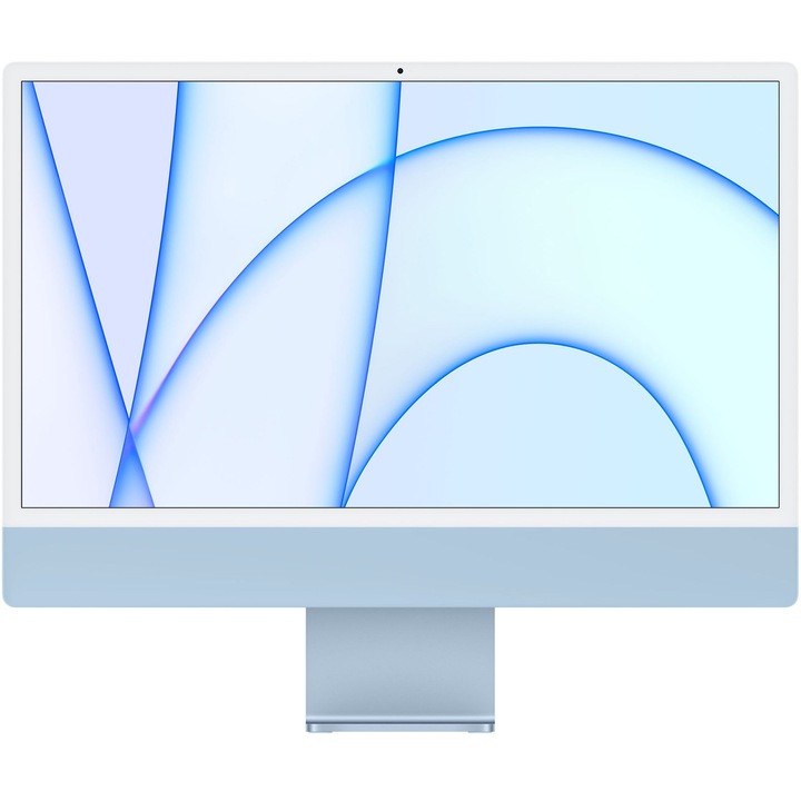 Sistem Desktop PC iMac 24" (2021) cu procesor Apple M1, 24", Retina 4.5K, 16GB, 256GB SSD, 7-core GPU, Blue, INT KB