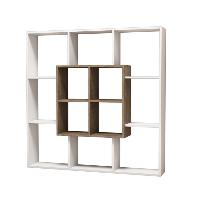 Biblioteca Leef Shelf, Homemania, Lemn, Alb/Maro, 136x22x136 cm