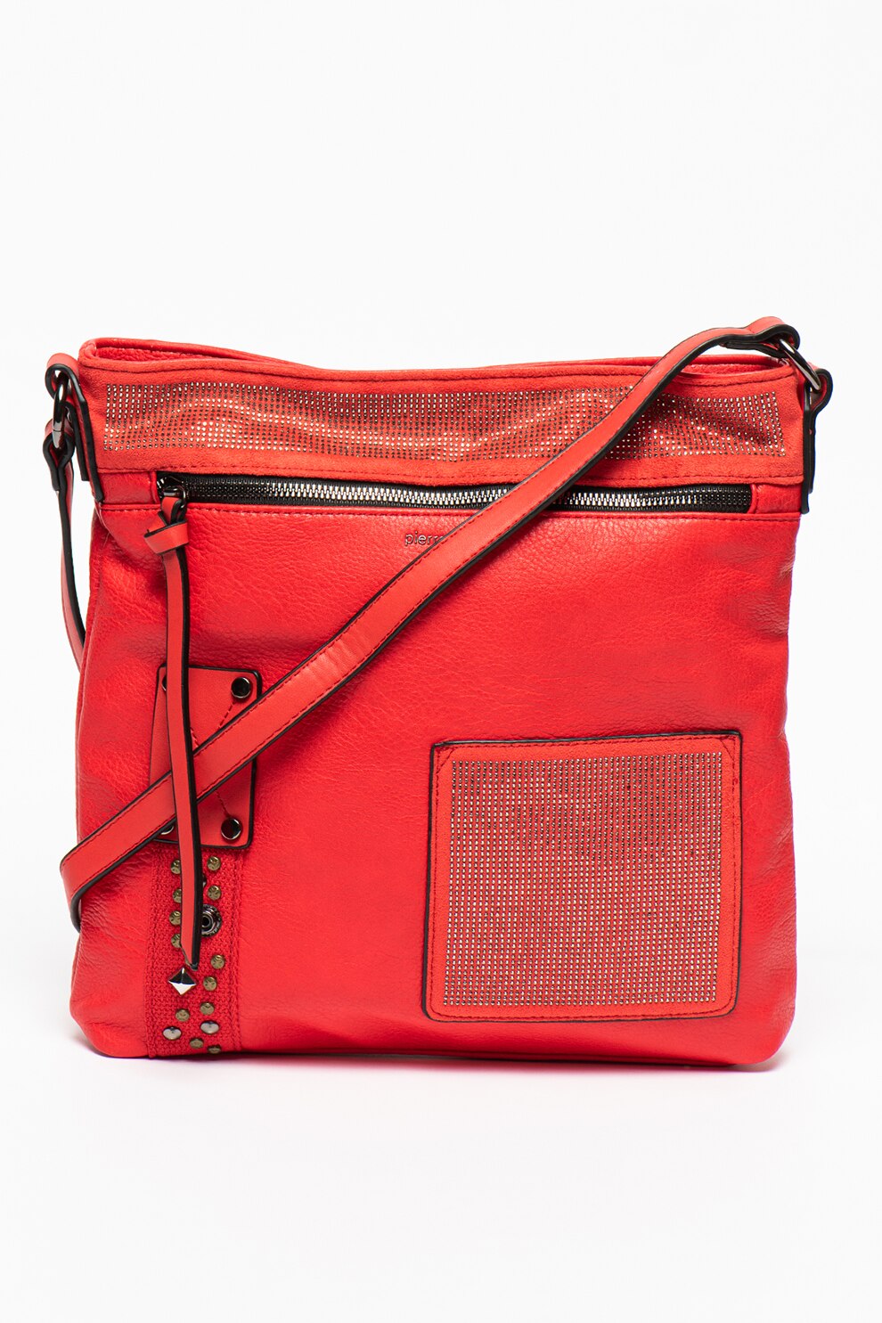 Pierre Cardin, Geanta de piele ecologica cu nituri, Rosu