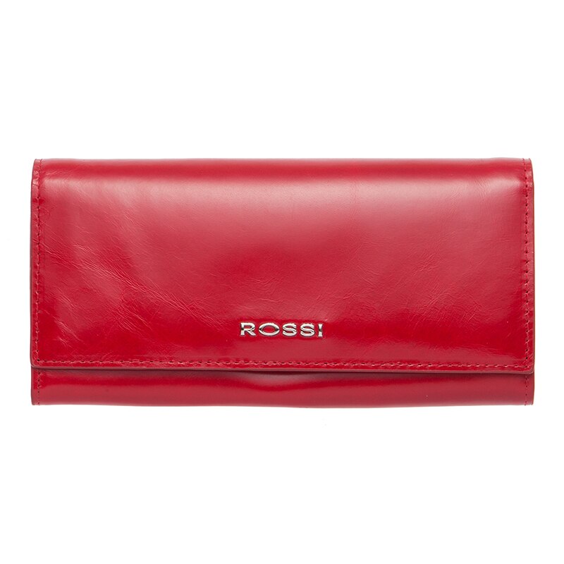 Portofel din piele naturala, Rossi, RSC3305, 9.5x19.5x2.5cm, Rosu lucios