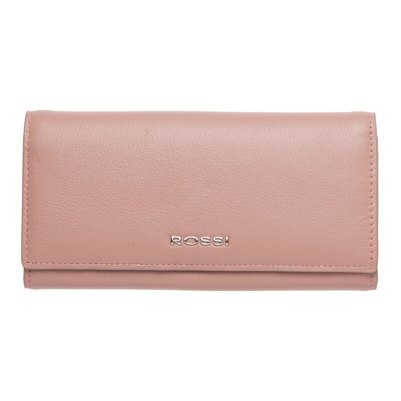 Portofel din piele naturala, Rossi, RSC3338, 9.5x19.5x2.5cm, Roz prafuit