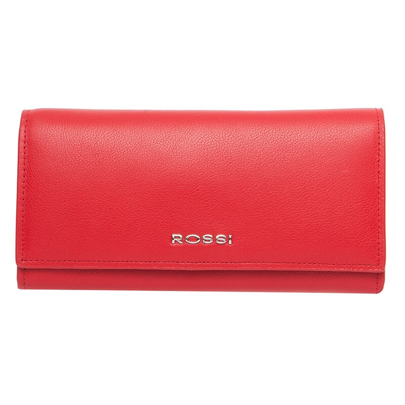Portofel din piele naturala, Rossi, RSC3333, 9.5x19.5x2.5cm, Rosu mat