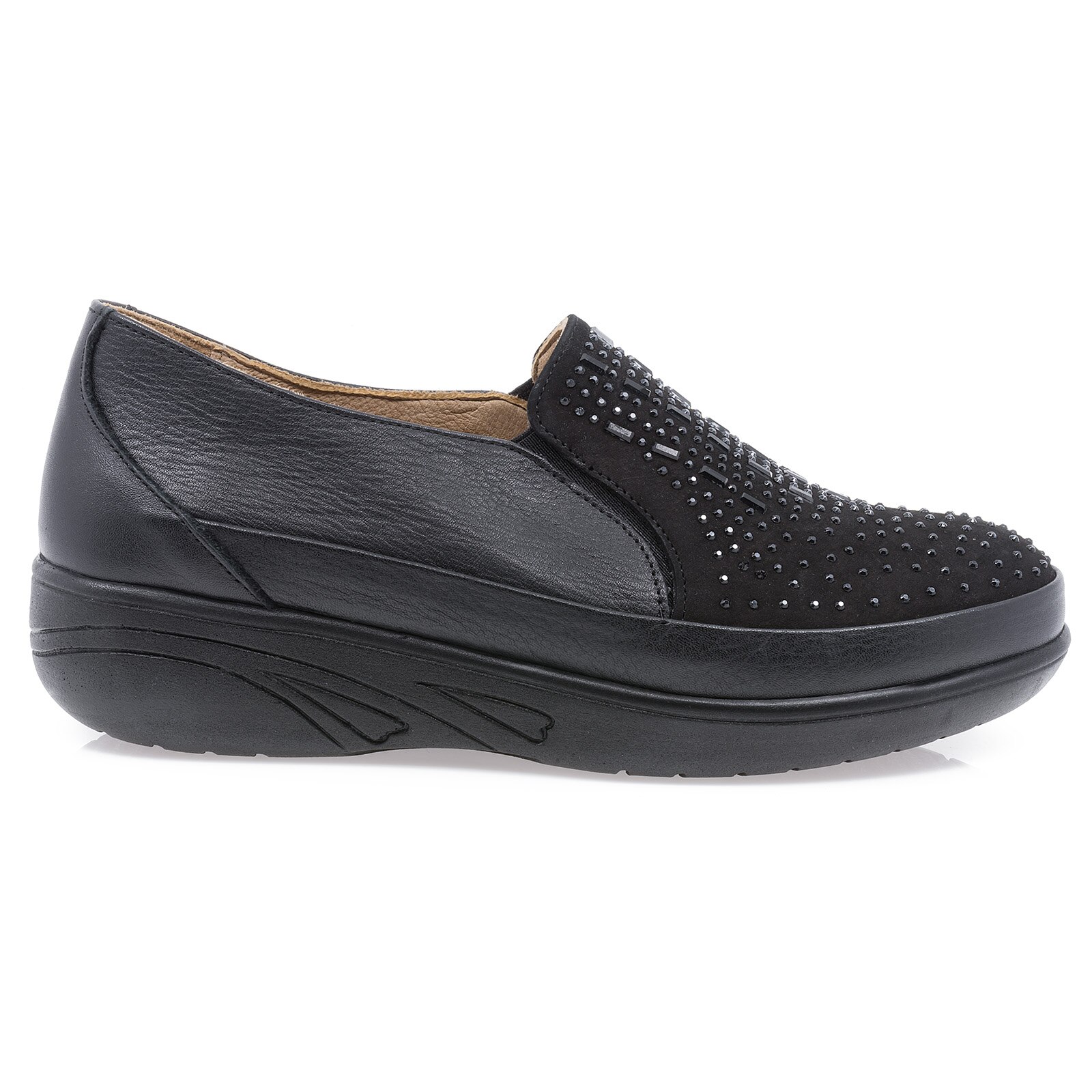 Pantofi dama, Caspian, Cas-2700, casual, piele naturala, Negru
