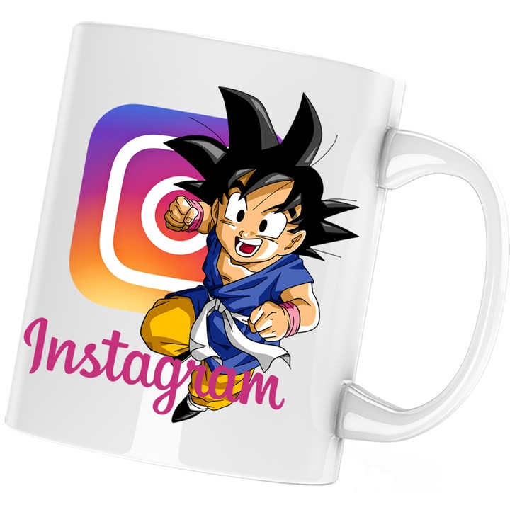 Чаша Insta Boy Dragon Ball Z Son Goku Instagram Creator, Бял, 330 мл