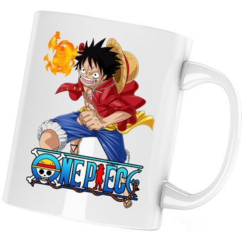 Cana Eiichiro Oda One Piece Monkey D Luffy Pirate Captain, alba, 330 ml Cana Eiichiro Oda One Piece Monkey D Luffy Pirate Captain, alba, 330 ml