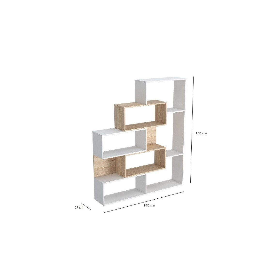 Biblioteca Era, Homemania, Lemn, Alb/Maro, 140x25x150 cm