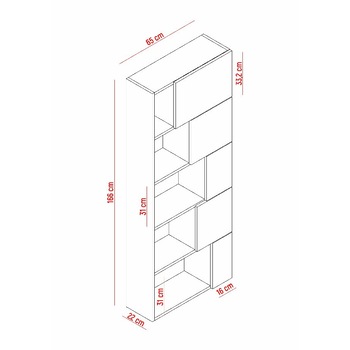 Biblioteca Ondatoo, Homemania, Lemn, Alb/Maro, 65x22x166 cm Biblioteca Ondatoo, Homemania, Lemn, Alb/Maro, 65x22x166 cm