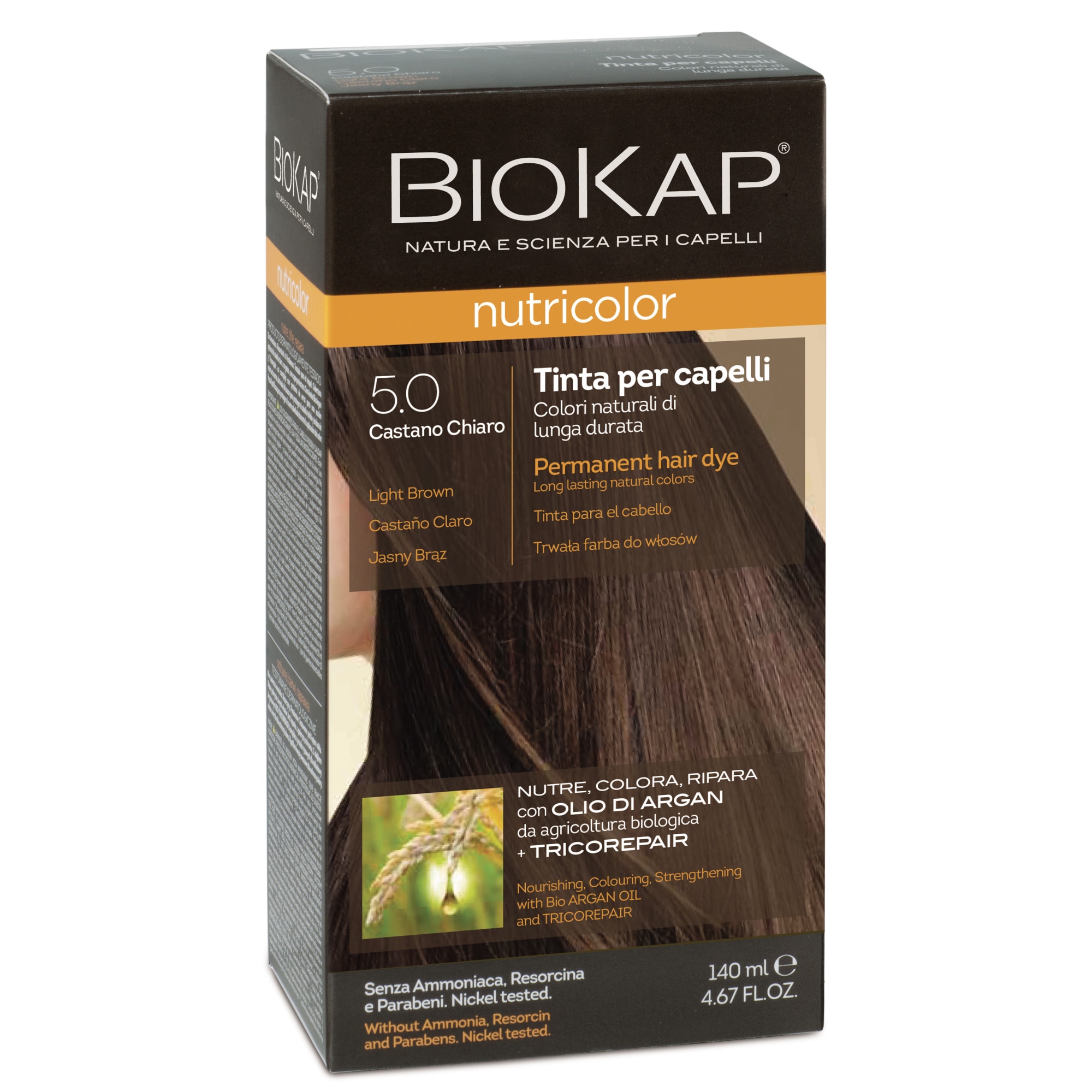 Vopsea par Biokap Nutricolor 5.0 Light Brown, 140 ml