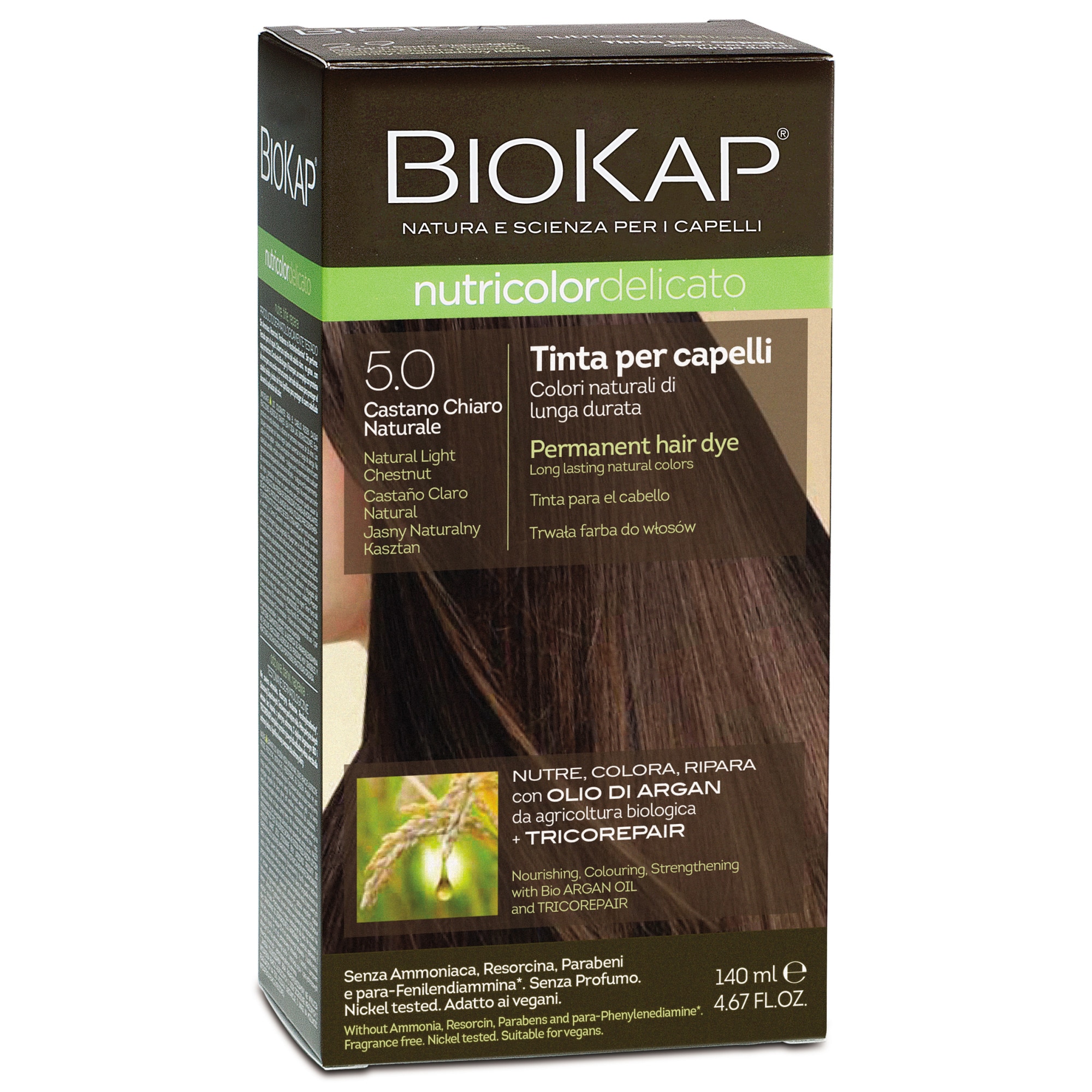 Vopsea par Biokap Nutricolor Delicato 5.0 Light Brown, 140 ml