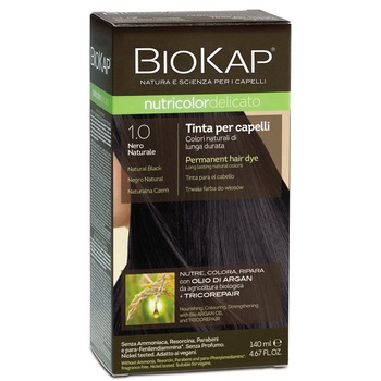 Vopsea par Biokap Nutricolor Delicato 1.0 Natural Black, 140 ml Vopsea par Biokap Nutricolor Delicato 1.0 Natural Black, 140 ml