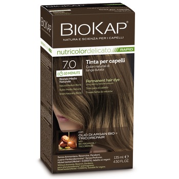 Vopsea par Biokap Nutricolor Delicato Rapid 7.0 Natural Medium Blond, 135 ml