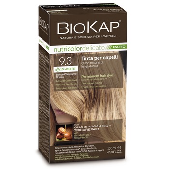 Vopsea par Biokap Nutricolor Delicato Rapid 9.3 Extra Light Golden Blond, 135 ml