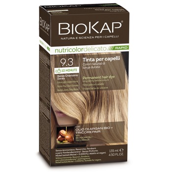 Vopsea par Biokap Nutricolor Delicato Rapid 9.3 Extra Light Golden Blond, 135 ml Vopsea par Biokap Nutricolor Delicato Rapid 9.3 Extra Light Golden Blond, 135 ml