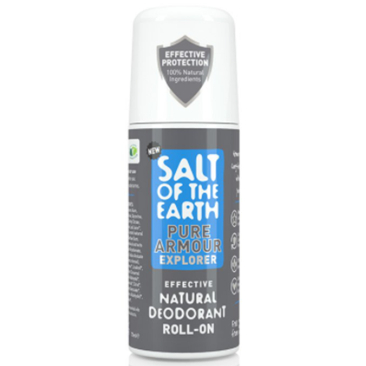 Deodorant roll on pentru barbati Salt of the earth Pure Armour, fara saruri de aluminiu, 75 ml