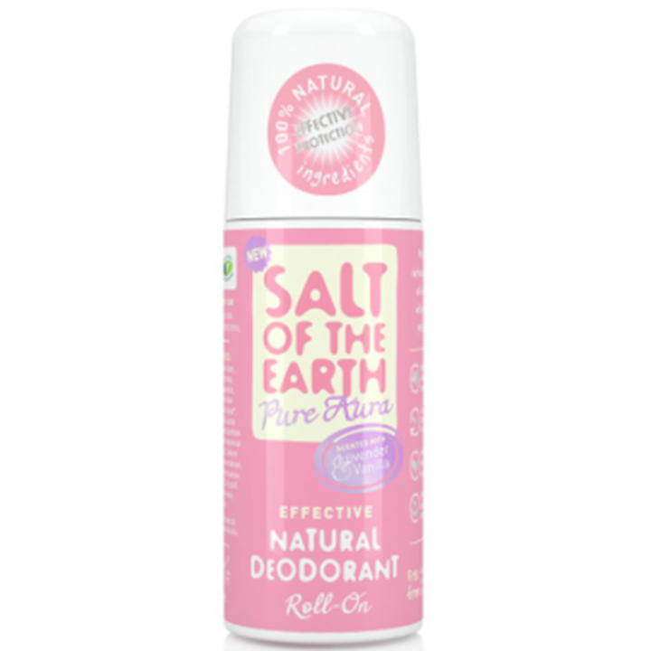 Deodorant roll on pentru femei Salt of the earth Pure Aura, lavanda si vanilie, fara saruri de aluminiu, 75 ml