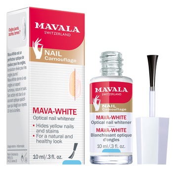 Solutie cu efect optic pentru unghii patate Mavala White, 10 ml Solutie cu efect optic pentru unghii patate Mavala White, 10 ml