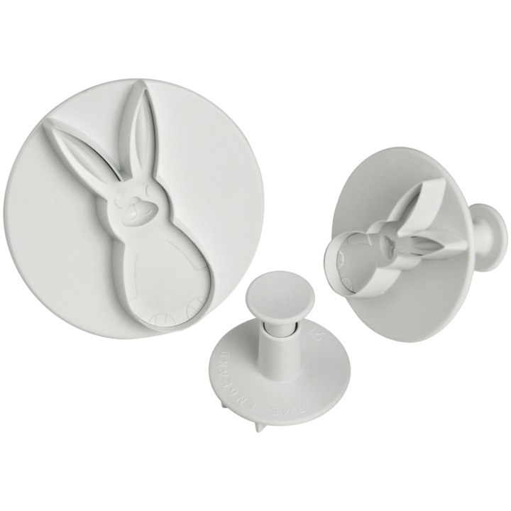 Set decupatoare fondant iepure S/M/L cu pistol, PME