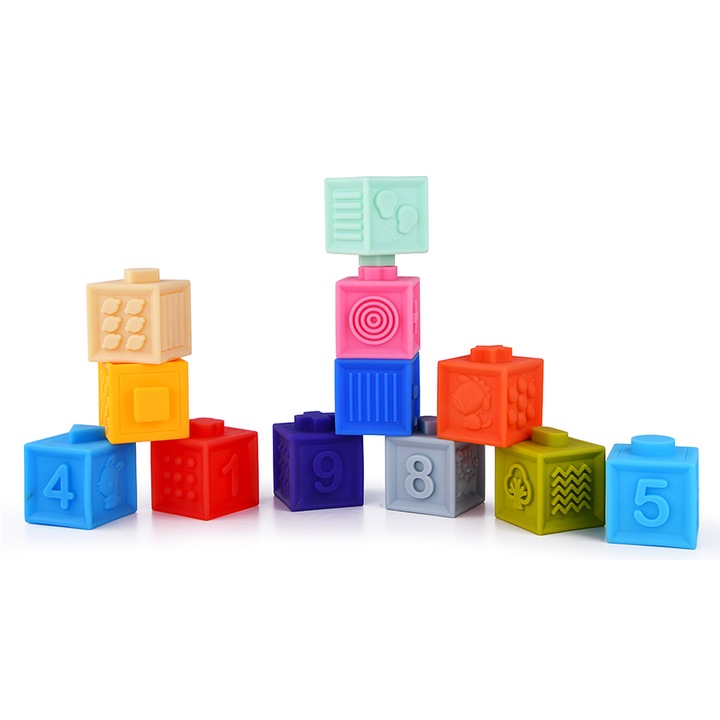 Set 12 cuburi Senzoriale pentru Bebelusi si Nou Nascuti | Jucarie ...