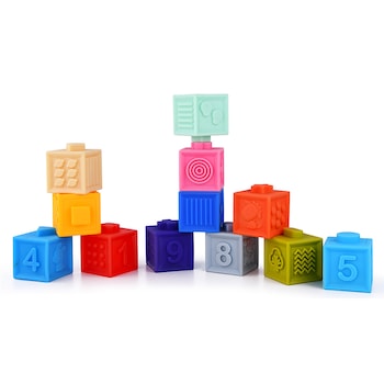 Set 12 cuburi Senzoriale pentru Bebelusi si Nou Nascuti | Jucarie Dentitie din Material Moale , Fiecare latura a cubului cu diverse numere , forme Set 12 cuburi Senzoriale pentru Bebelusi si Nou Nascuti | Jucarie Dentitie din Material Moale , Fiecare latura a cubului cu diverse numere , forme