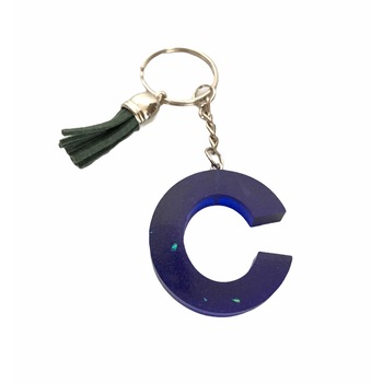 Breloc Gentelo cu initiala C, Handmade din rasina epoxidica Blue stone, 4 cm Breloc Gentelo cu initiala C, Handmade din rasina epoxidica Blue stone, 4 cm