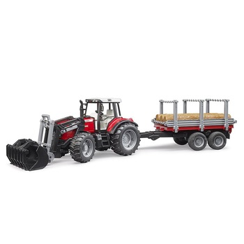 Tractor Bruder Forestry - Massey Ferguson 7480, cu incarcator frontal si remorca pentru lemne Tractor Bruder Forestry - Massey Ferguson 7480, cu incarcator frontal si remorca pentru lemne