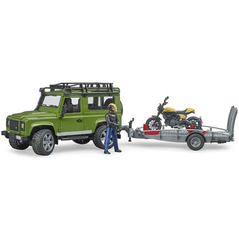 Masina Bruder Leisure Time - Land Rover Defender, cu remorca si motocicleta Ducati Masina Bruder Leisure Time - Land Rover Defender, cu remorca si motocicleta Ducati