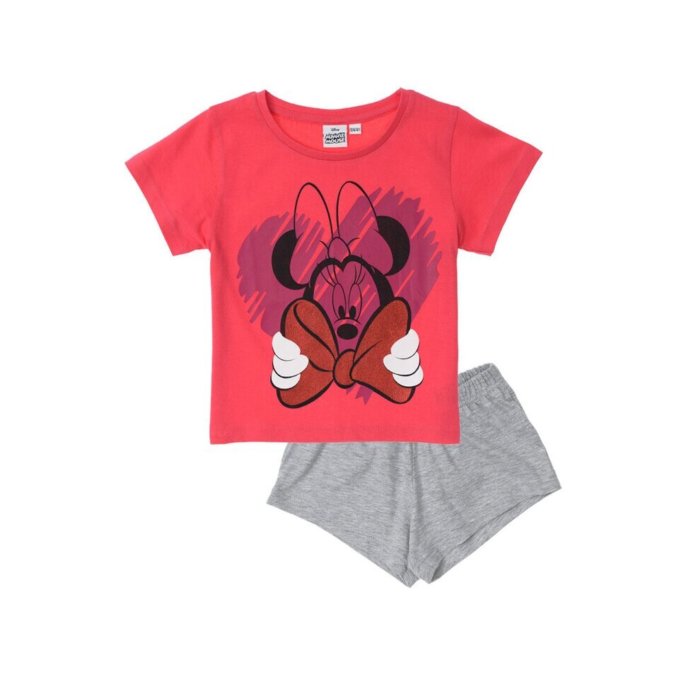 Pijama maneca scurta, Minnie cu fundita, roz