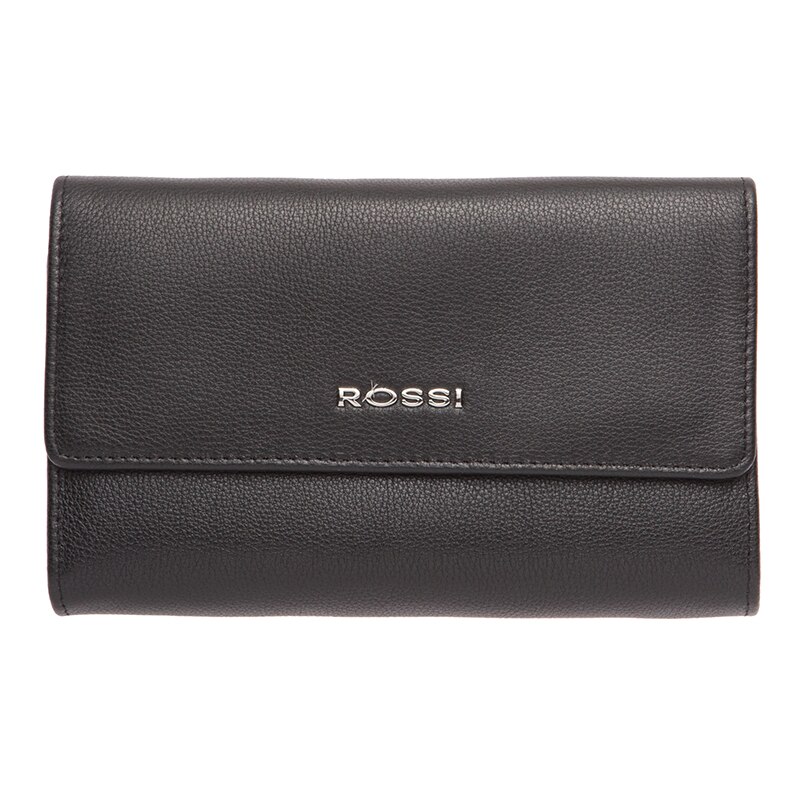 Portofel din piele naturala, Rossi, RSC3436, 11x18x3cm, Negru mat