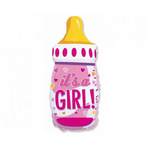 Balon folie figurina biberon, it's a GIRL, Deco, Multicolor, 43 x 80cm