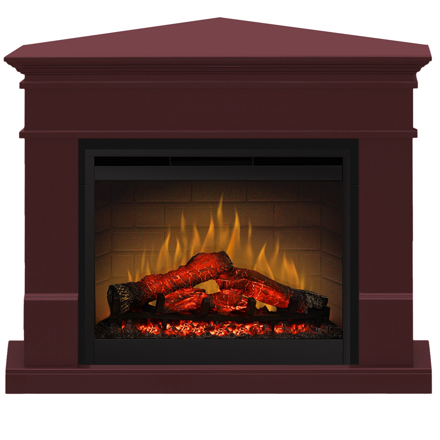 Semineu electric Lisabona Drept/Colt Burgundy cu focar electric 3D Dimplex Optiflame DF2608 si sunet
