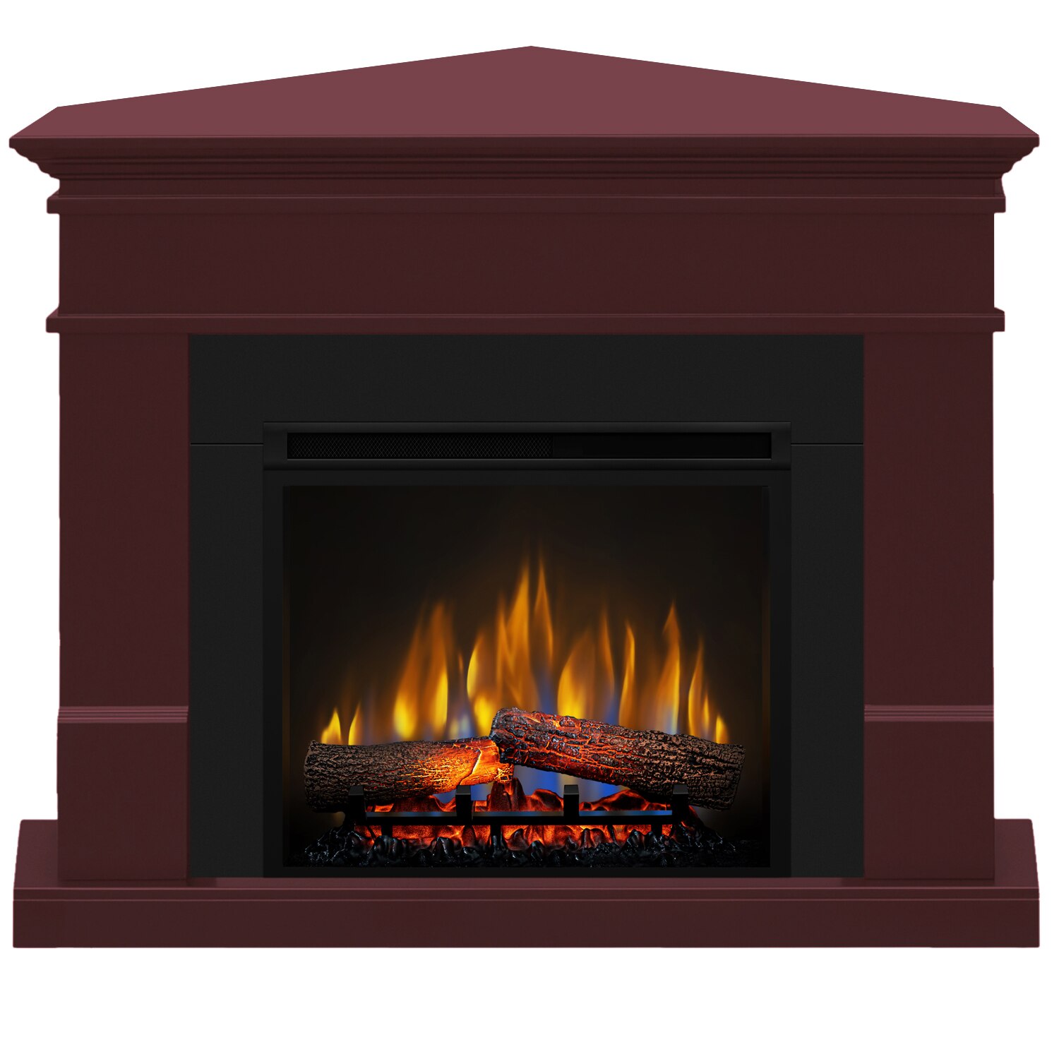 Semineu electric Lisabona Drept/Colt Burgundy cu focar electric 3D Dimplex Optiflame XHD23 si sunet