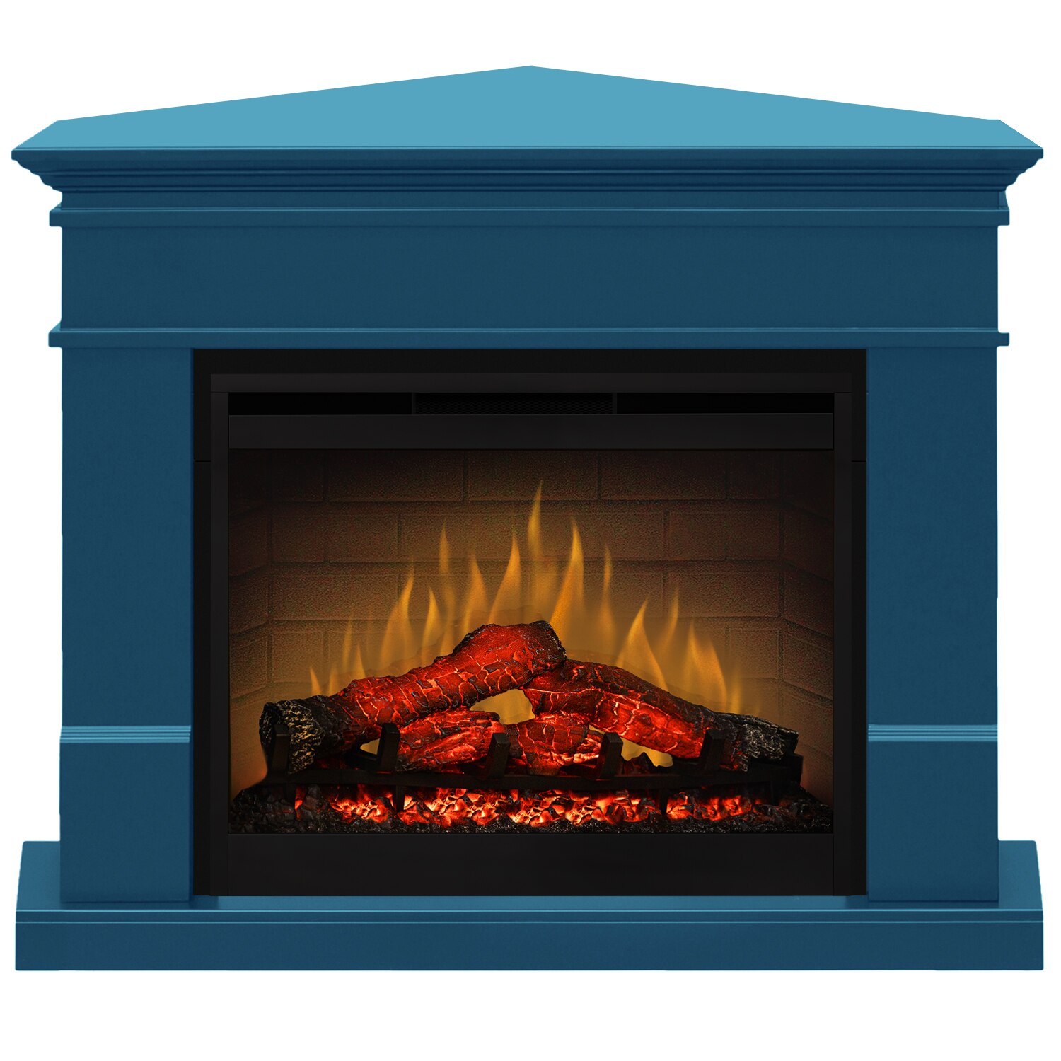 Semineu electric Lisabona Drept/Colt Cobalt Blue cu focar electric 3D Dimplex Optiflame DF2608 si sunet