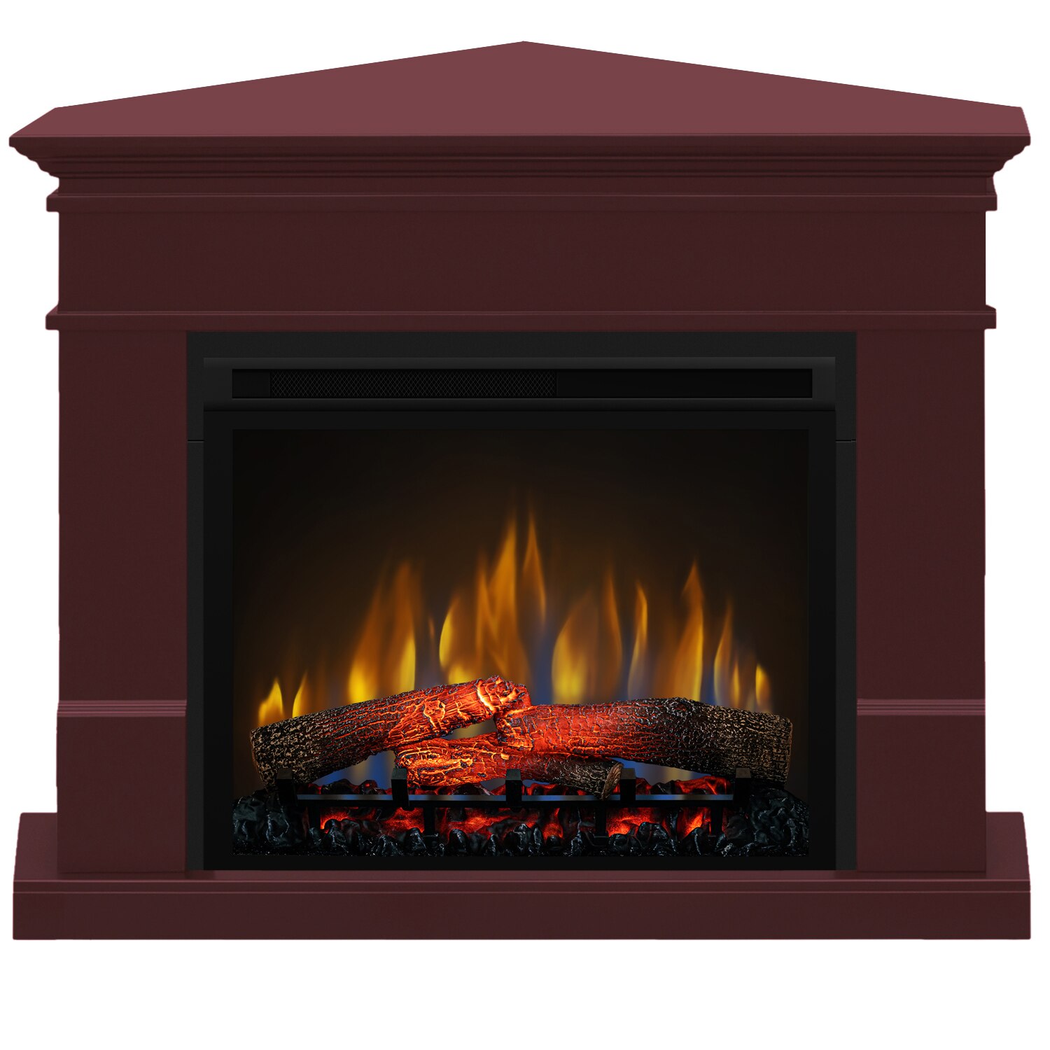 Semineu electric Lisabona Drept/Colt Burgundy cu focar electric 3D Dimplex Optiflame XHD28 si sunet
