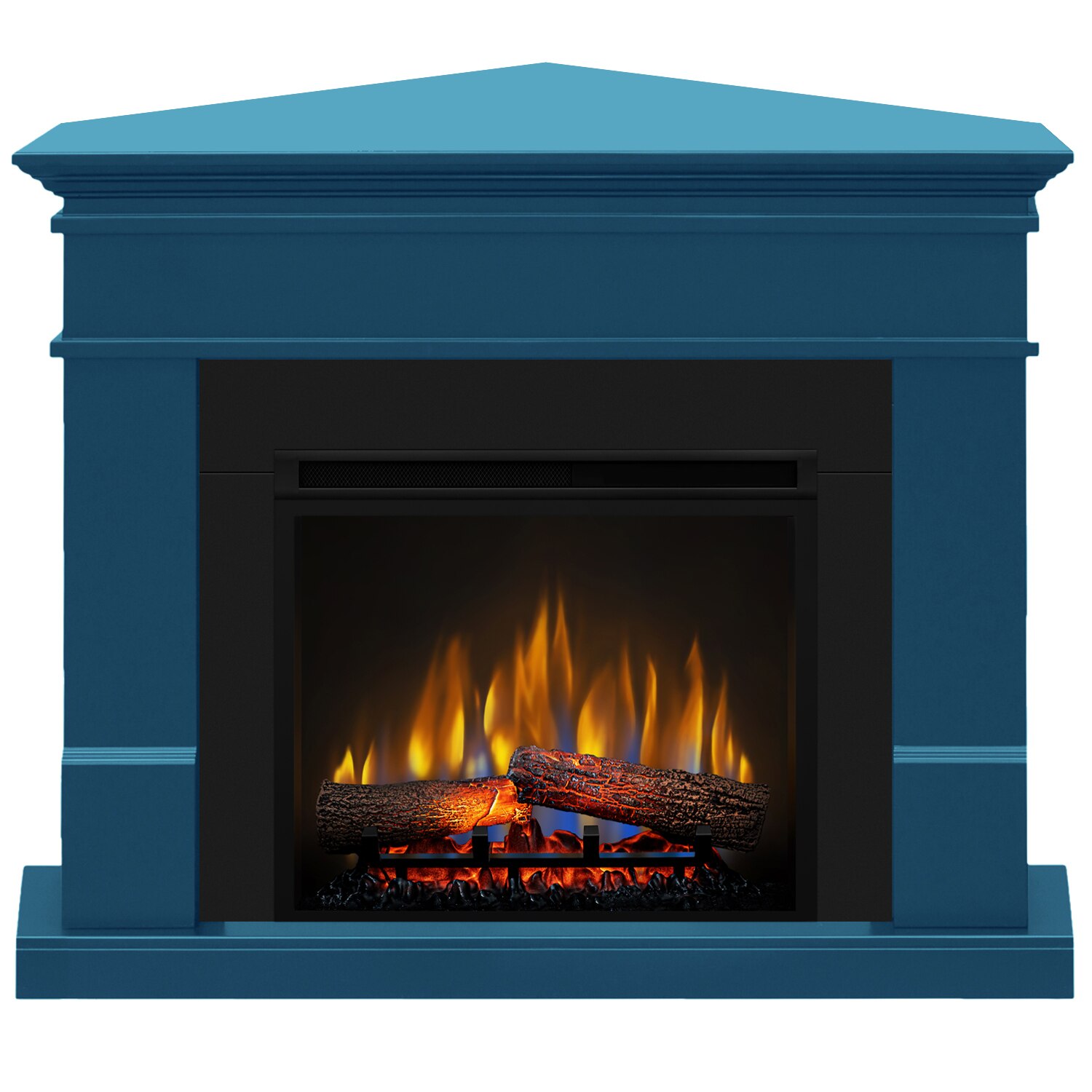 Semineu electric Lisabona Drept/Colt Cobalt Blue cu focar electric 3D Dimplex Optiflame XHD23 si sunet