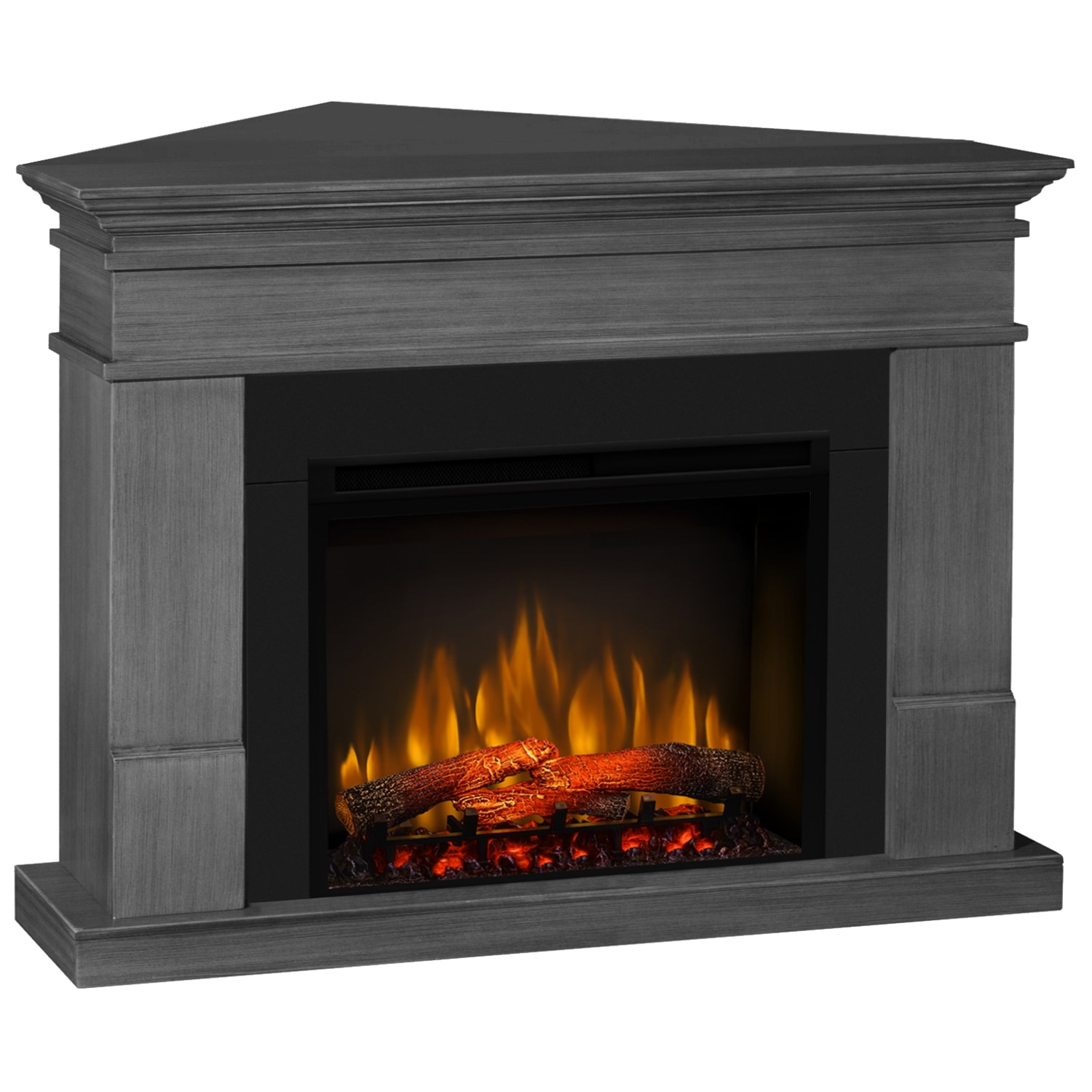 Semineu electric Lisabona Premium Drept/Colt Ash Grey cu focar electric 3D Dimplex Optiflame XHD28 si sunet