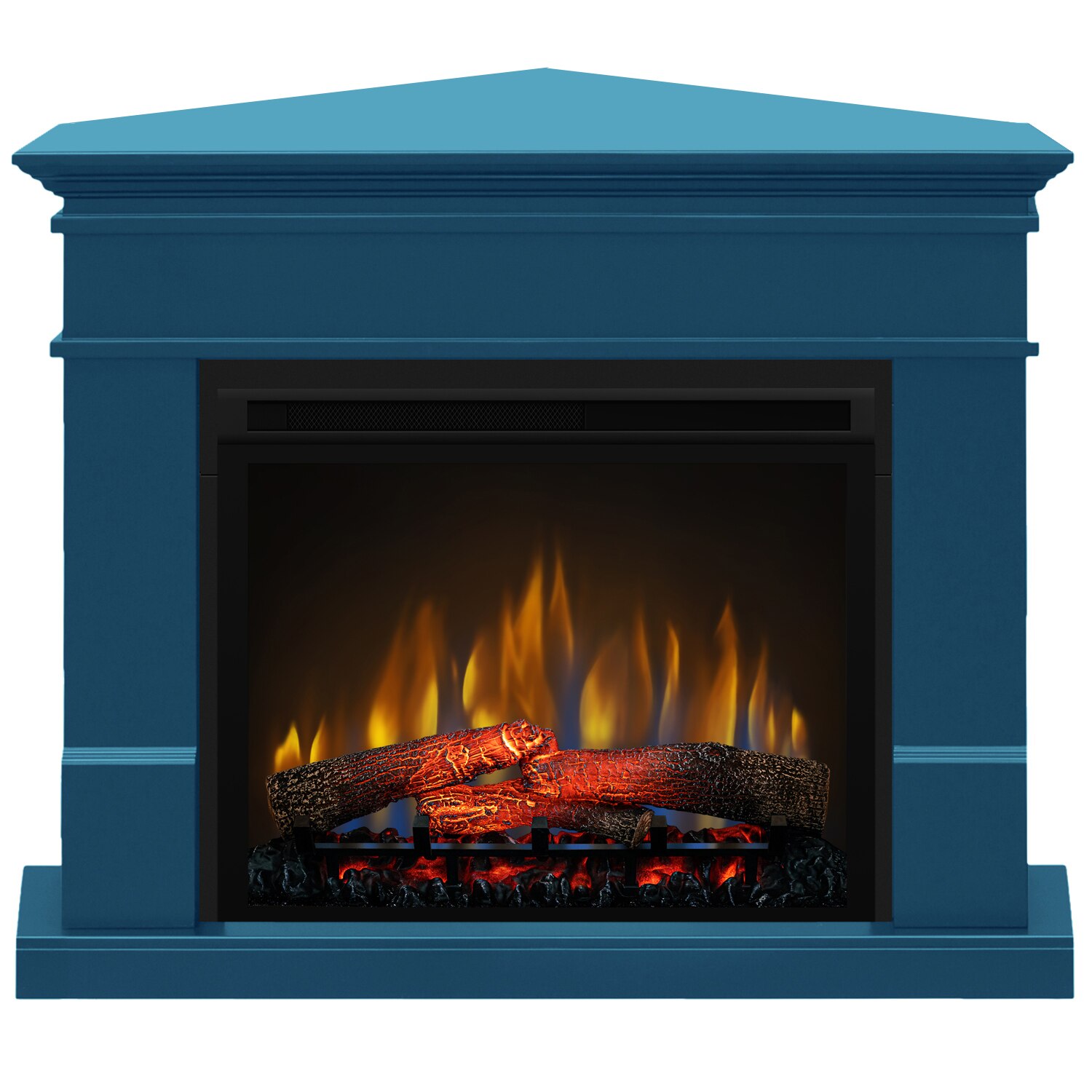 Semineu electric Lisabona Drept/Colt Cobalt Blue cu focar electric 3D Dimplex Optiflame XHD28 si sunet