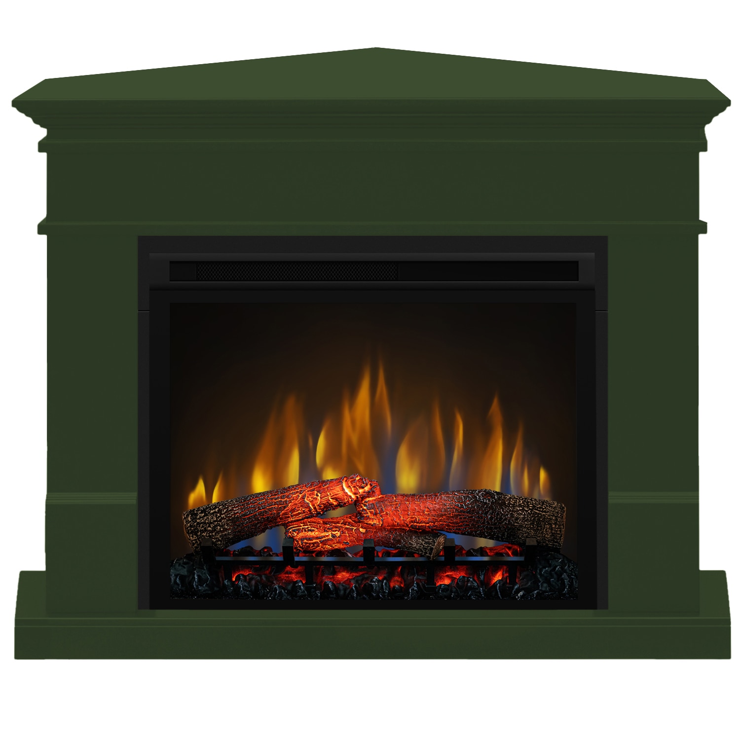 Semineu electric Lisabona Drept/Colt Dark Green cu focar electric 3D Dimplex Optiflame XHD28 si sunet