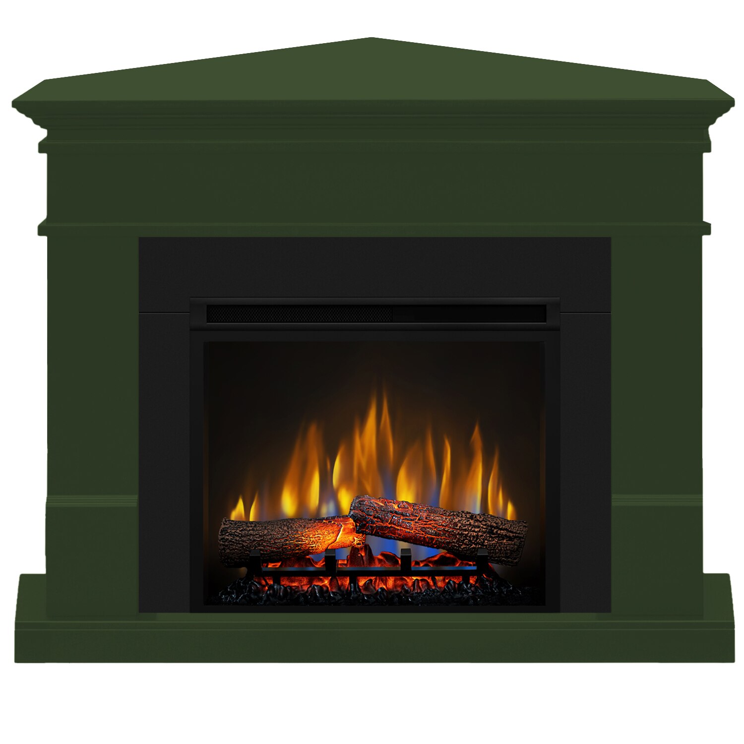 Semineu electric Lisabona Drept/Colt Dark Green cu focar electric 3D Dimplex Optiflame XHD23 si sunet