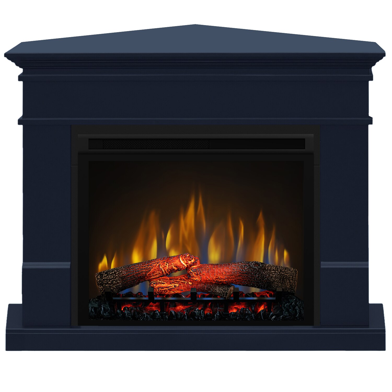 Semineu electric Lisabona Drept/Colt Dark Navy cu focar electric 3D Dimplex Optiflame XHD28 si sunet