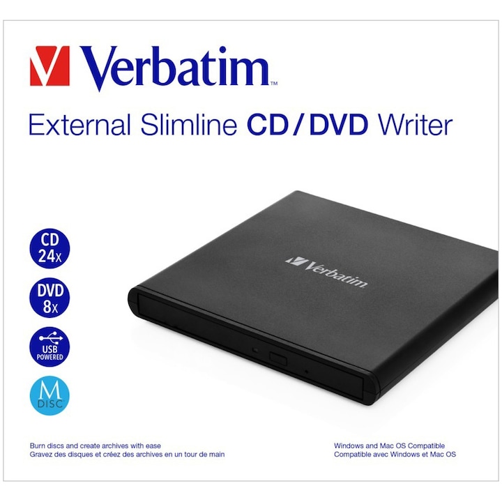 DVD-RW extern Verbatim Slimline USB2.0, , Mdisc support