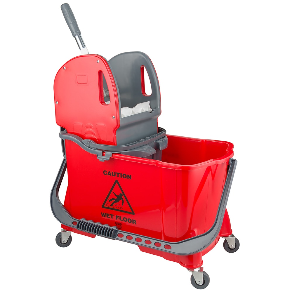 Carucior profesional compact pentru curatenie, rosu