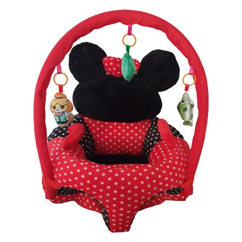 Fotoliu bebe cu spatar si arcada - Minnie Mouse rosu cu buline - Krista® 53x53x50 cm