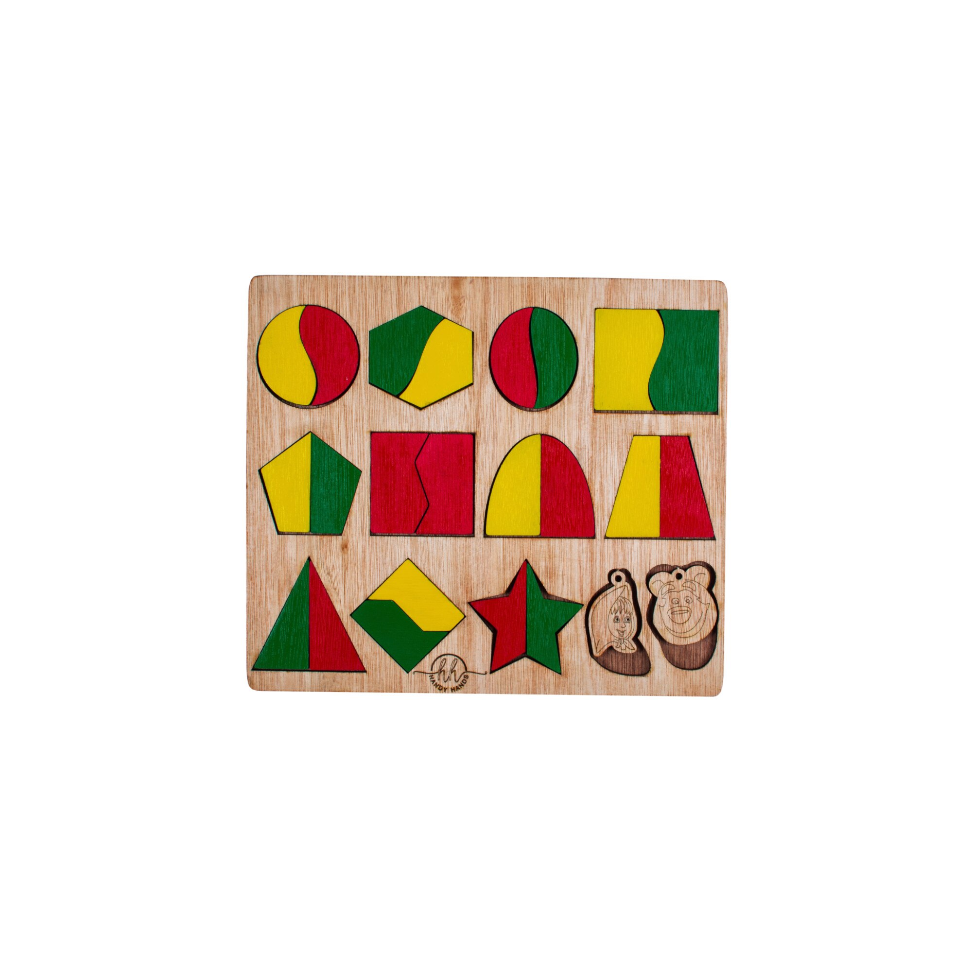 Puzzle din lemn Personalizabil HandyHands - Forme Geometrice Masha si ursul 33 cm x 28 cm