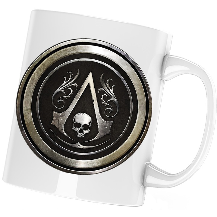 Cana Assassin's Creed Silver Coin Skull, alba, 330 ml