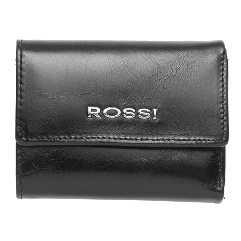 Portofel din piele naturala, Rossi, RSC3635, 9.5x7.5x2cm, Negru