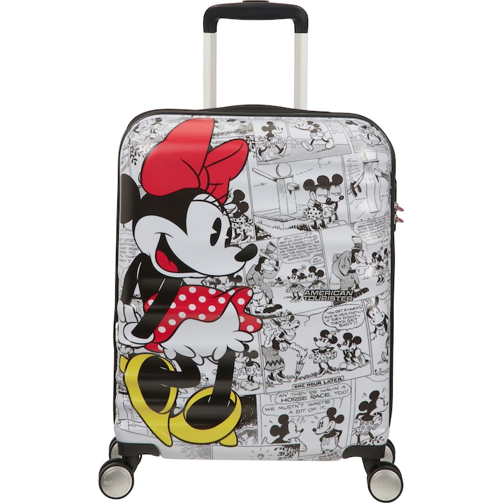 American Tourister At-Wavebreaker gurulós bőrönd, 40x20x55 cm, Minnie-Comic-Fehér