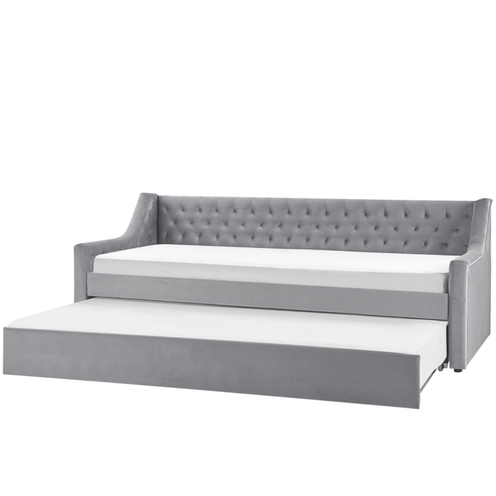 MONTARGIS Elegáns Szürke Kihúzható Heverő 90 x 200 cm