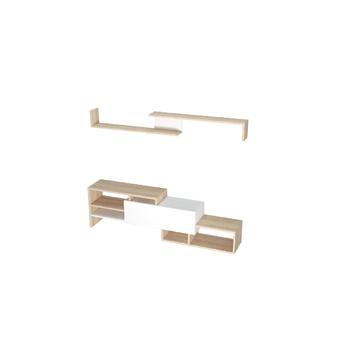 Comoda TV Fenice, Homemania, Lemn, Maro/Alb, 150x27x45 cm
