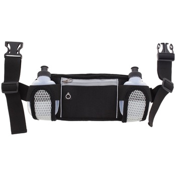 Centura pentru alergat cu buzunar si 2 sticle pentru apa, Action, negru Centura pentru alergat cu buzunar si 2 sticle pentru apa, Action, negru